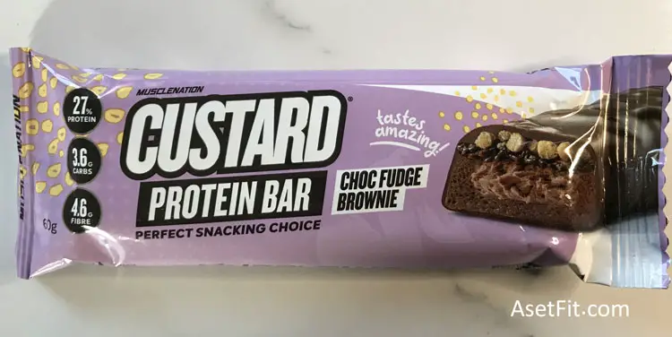 Muscle Nation custard protein bar choc fudge brownie