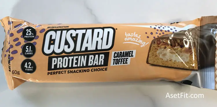 Muscle Nation custard protein caramel toffee bar