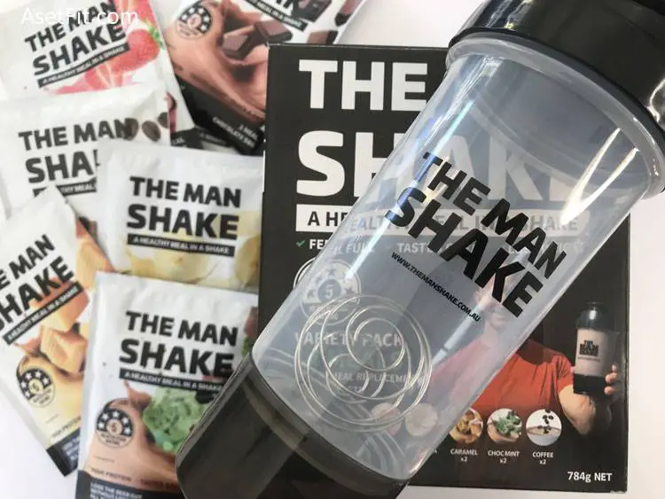 The Man Shake sachets and shaker