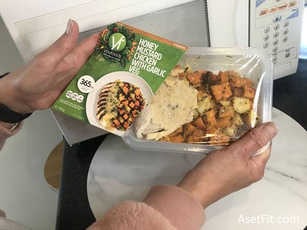 Youfoodz meals packaging, remove the sleeve for the microwave.