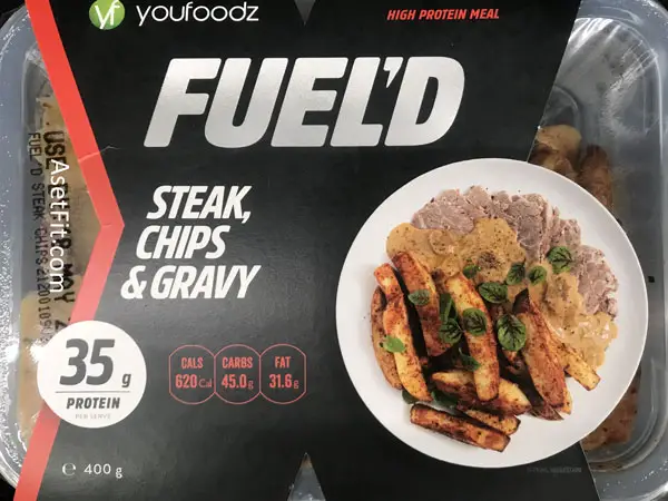 Youfoodz Fuel'd Syeak, Chips and Gravy meal.