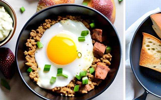 High protein grain bowl with egg